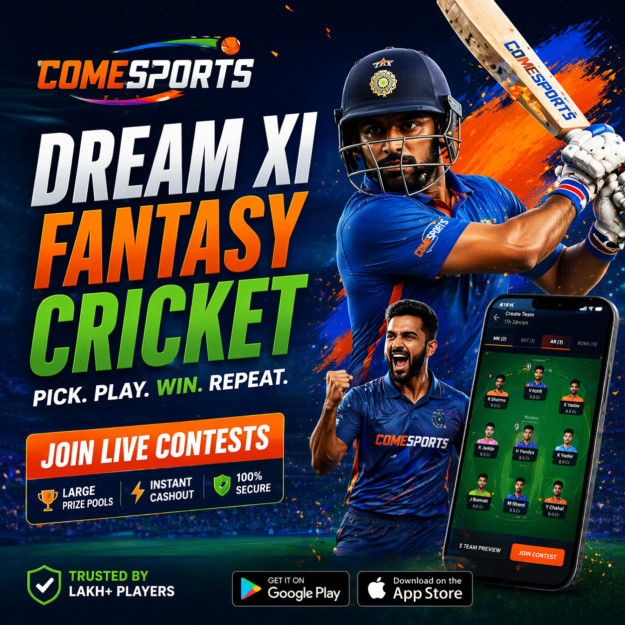 COME FANTASY fantasy sports main visual
